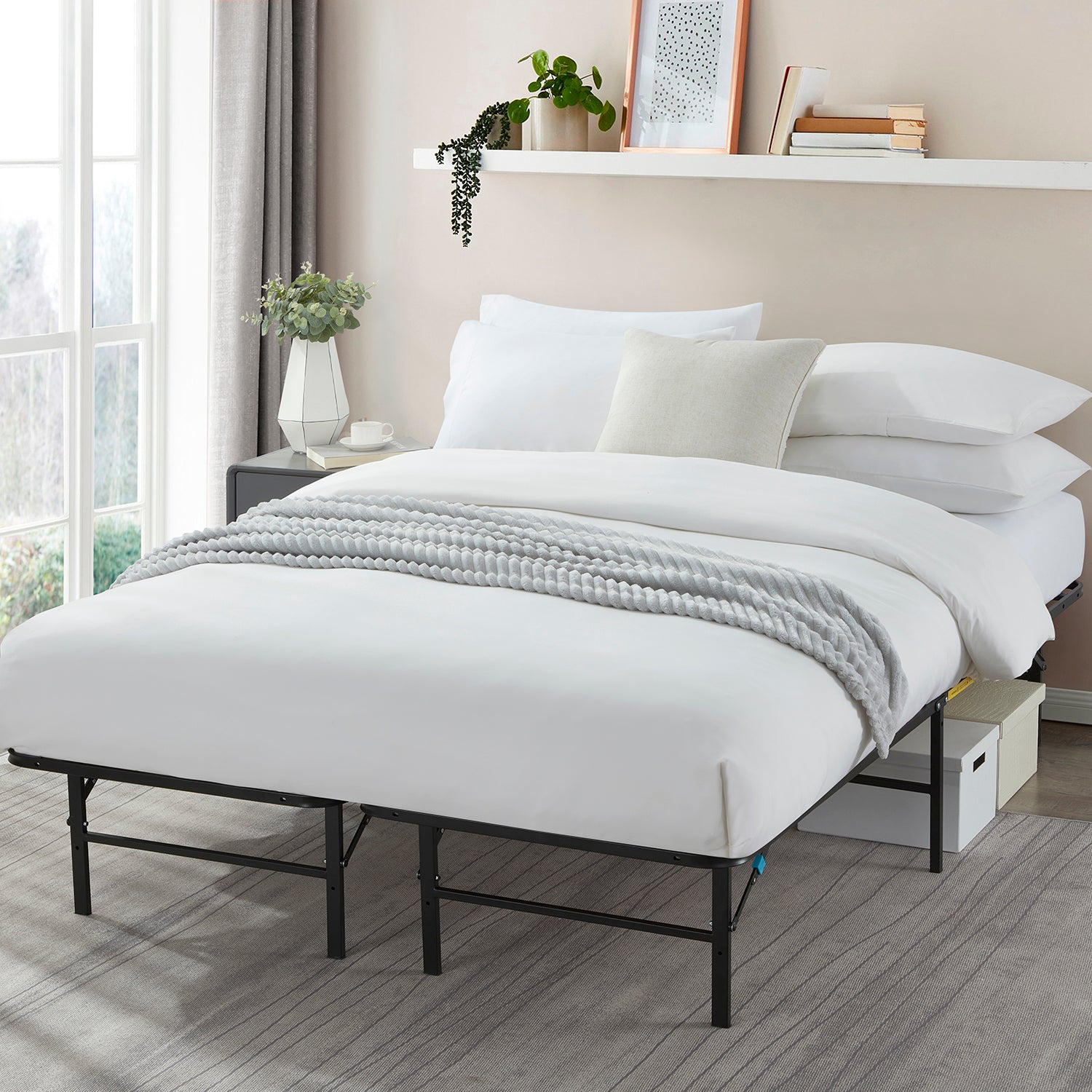 14" Dormi Foldable Metal Platform Storage Bed Frame - Dormi