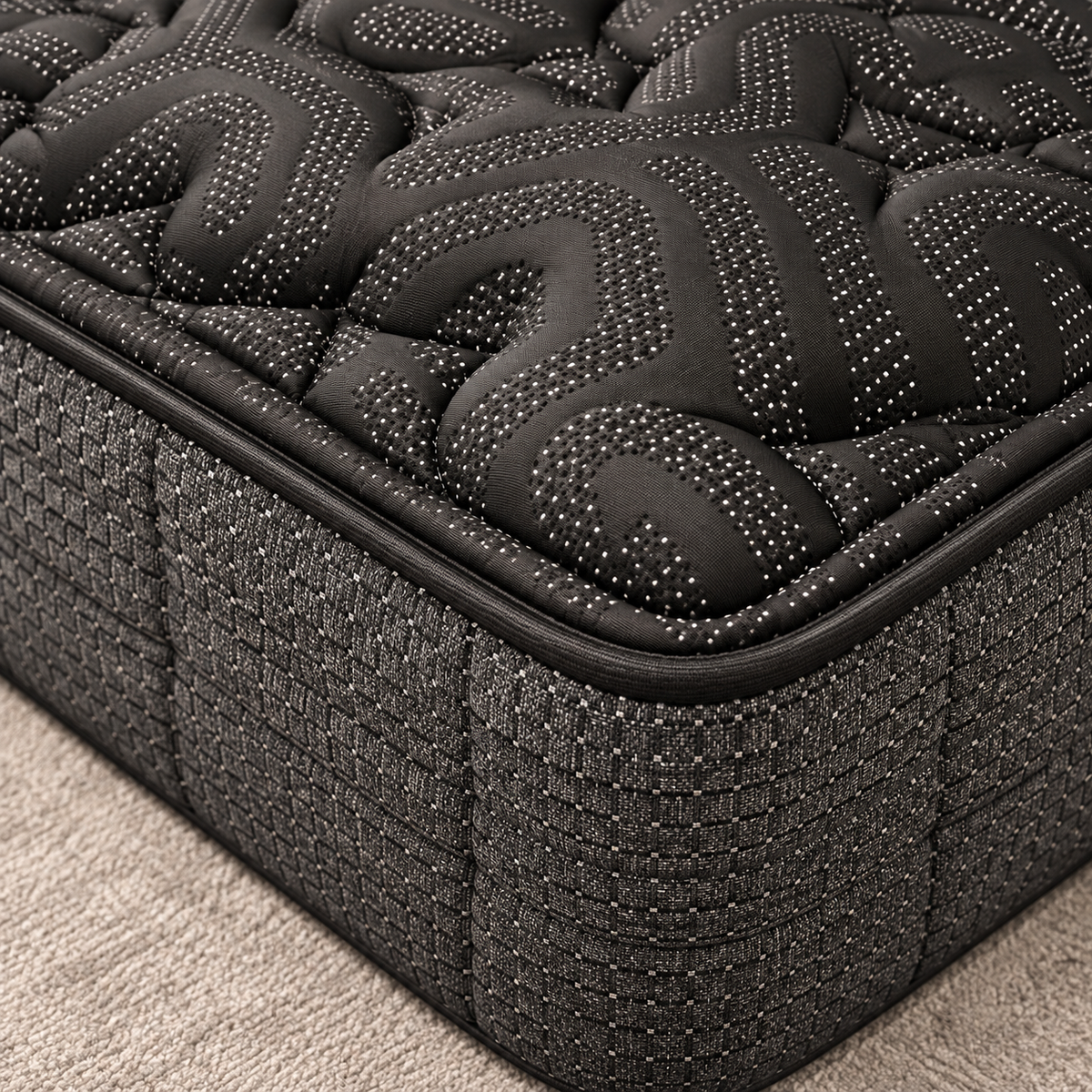 Close-up of the DreamLuxe Elite quilted cooling knit and edge