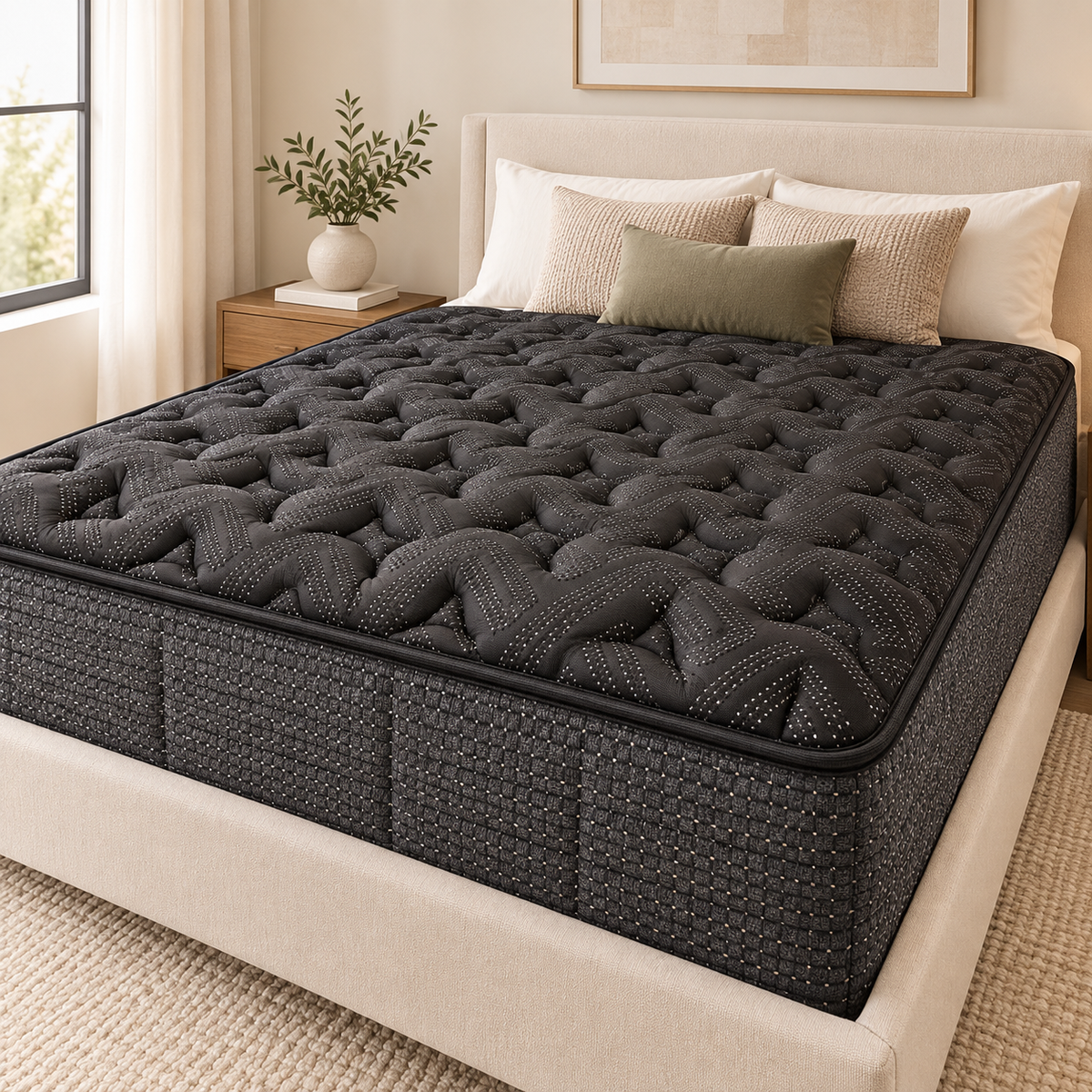 Dormi DreamLuxe Elite 14-inch hybrid mattress in charcoal quilted knit
